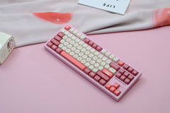 "Daifuku Delight" Pink PBT Keycap Set - 126 Keys, XOA Height, Cross Switch Compatible