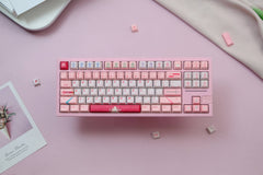 129-Key Custom Mechanical Keyboard Keycap Set – Premium PBT Material, Cherry Profile, Pink Themed