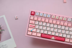 129-Key Custom Mechanical Keyboard Keycap Set – Premium PBT Material, Cherry Profile, Pink Themed